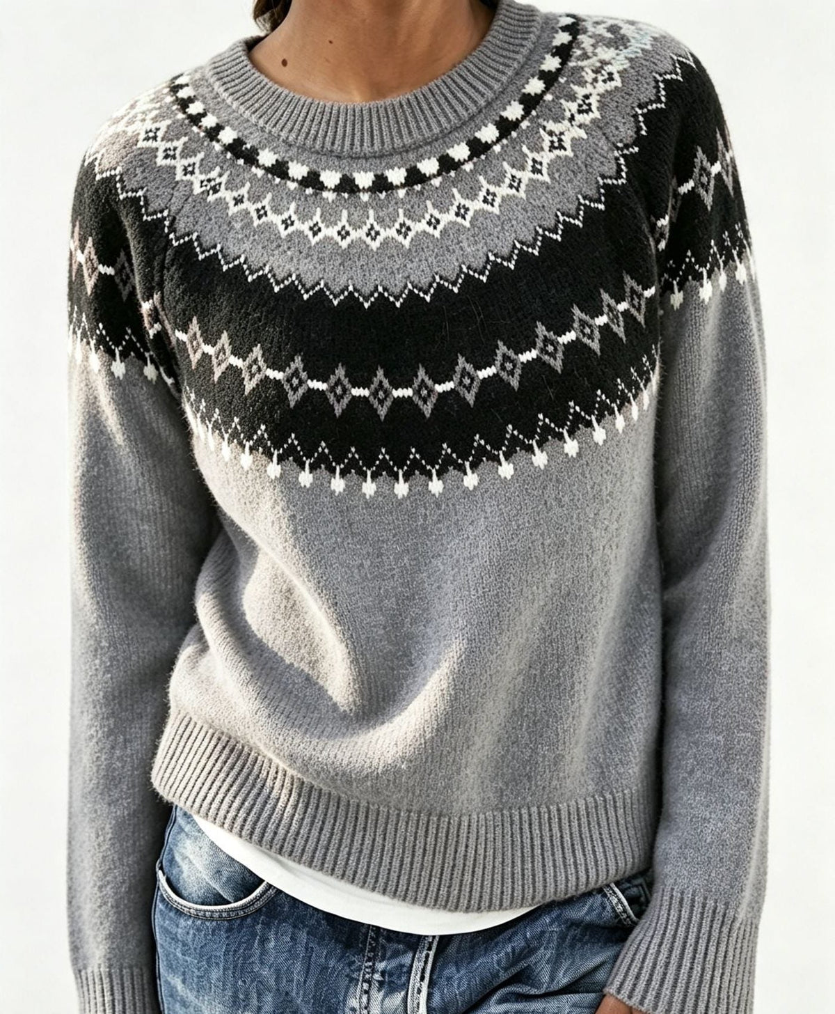 Gonne | Fair Isle Sweater with Crew Neck for Women