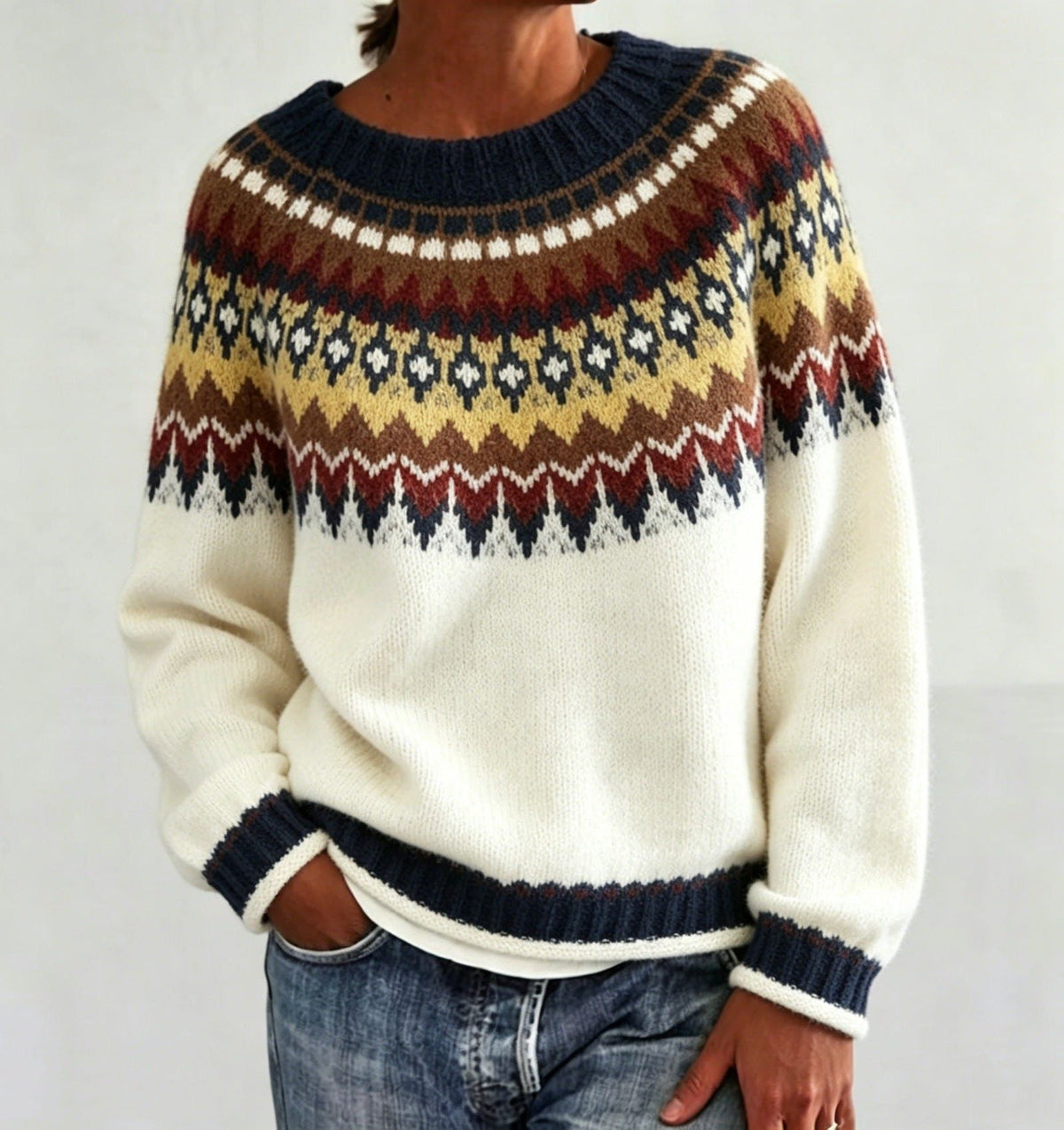 Gonne | Fair Isle Sweater with Crew Neck for Women