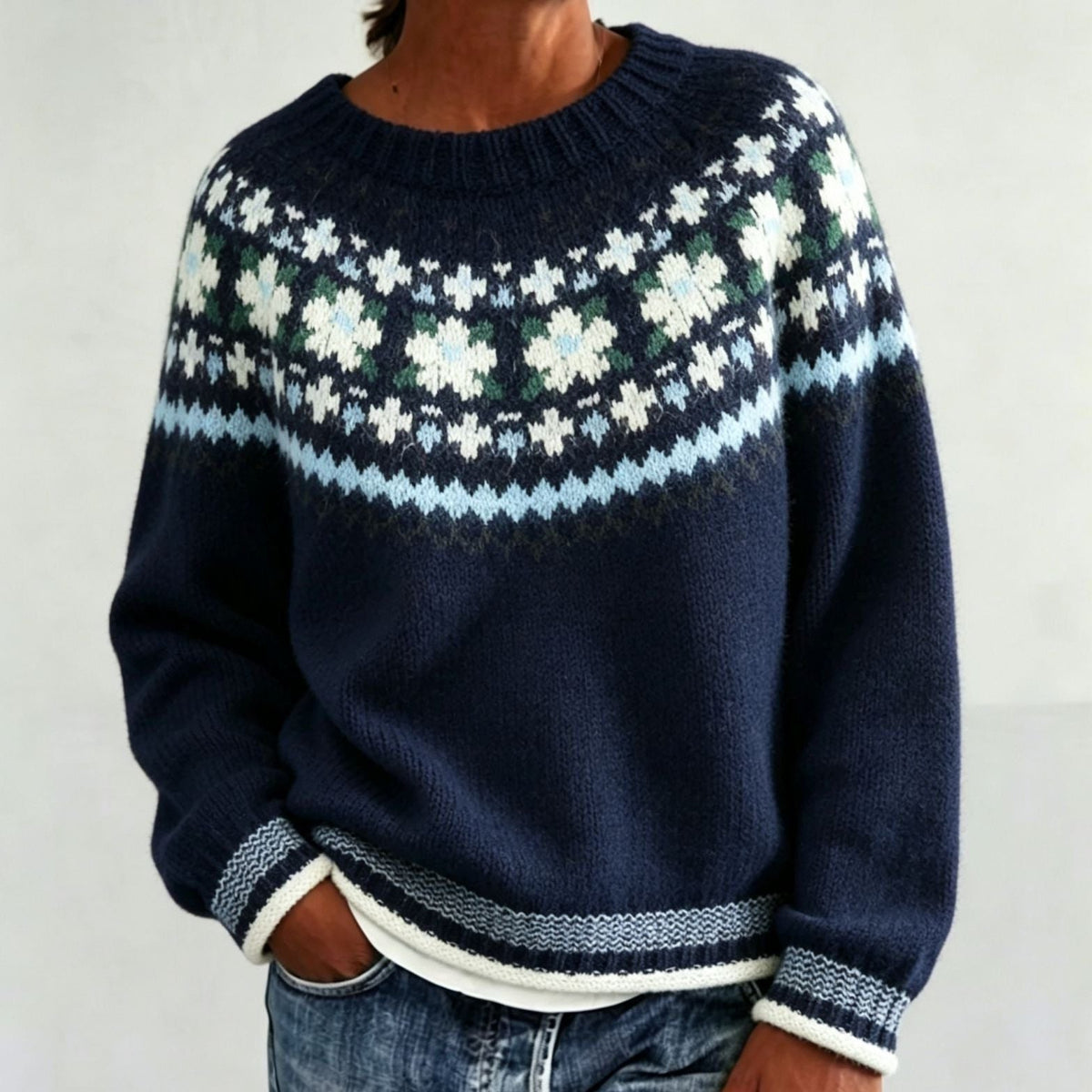 Gonne | Fair Isle Sweater with Crew Neck for Women