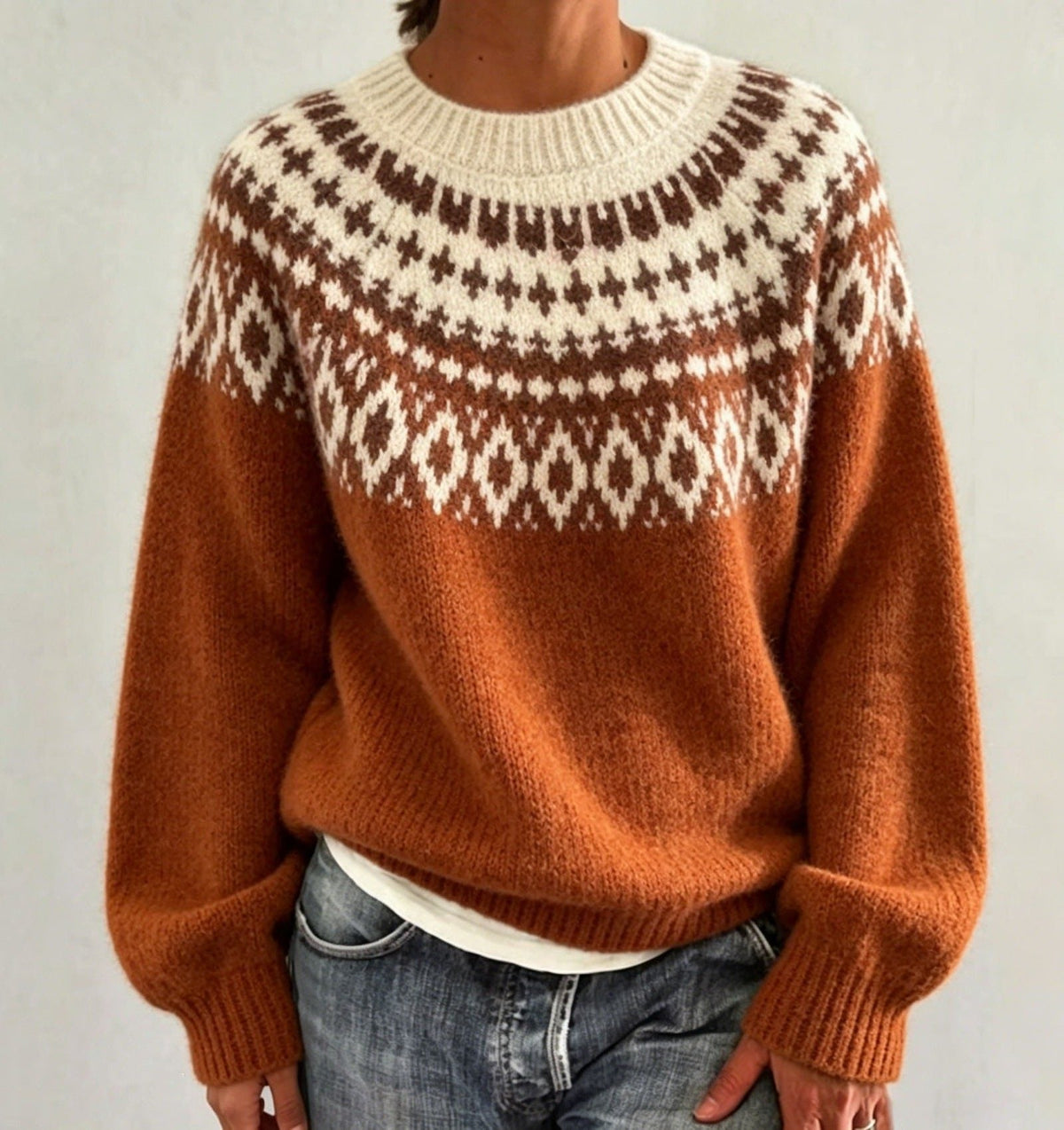 Gonne | Fair Isle Sweater with Crew Neck for Women