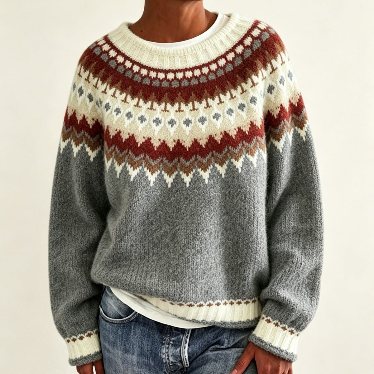 Gonne | Fair Isle Sweater with Crew Neck for Women