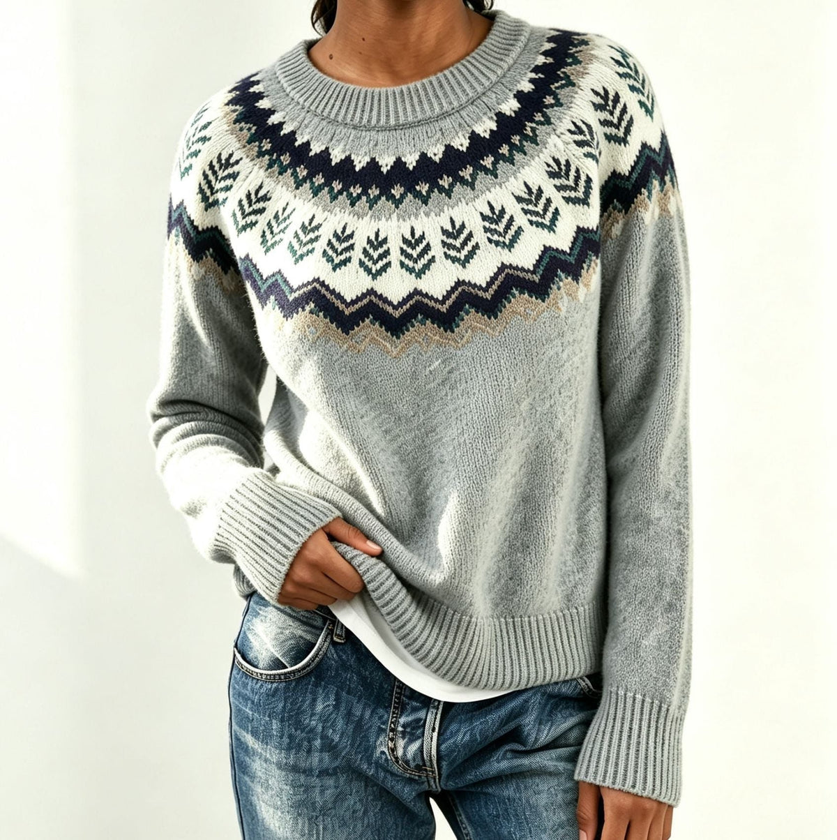 Gonne | Fair Isle Sweater with Crew Neck for Women