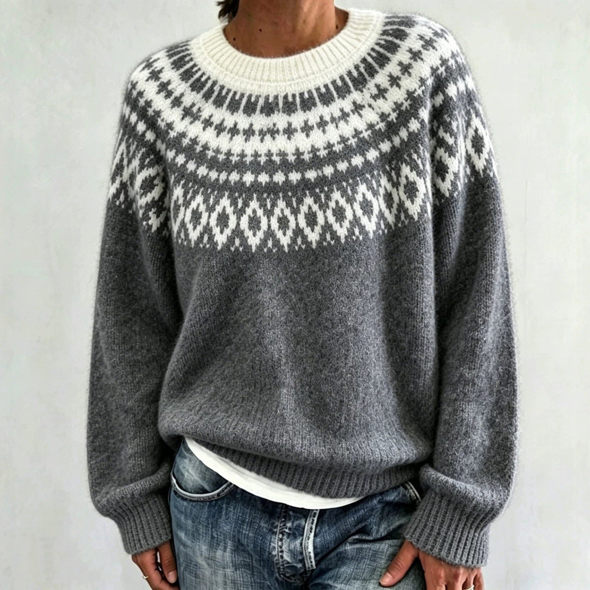 Gonne | Fair Isle Sweater with Crew Neck for Women