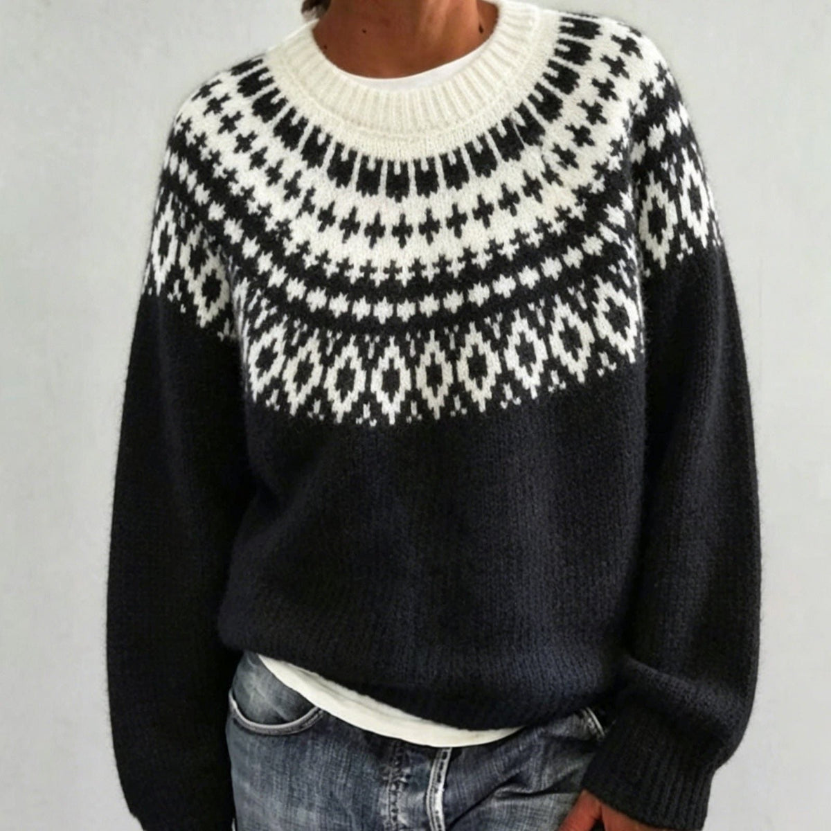 Gonne | Fair Isle Sweater with Crew Neck for Women