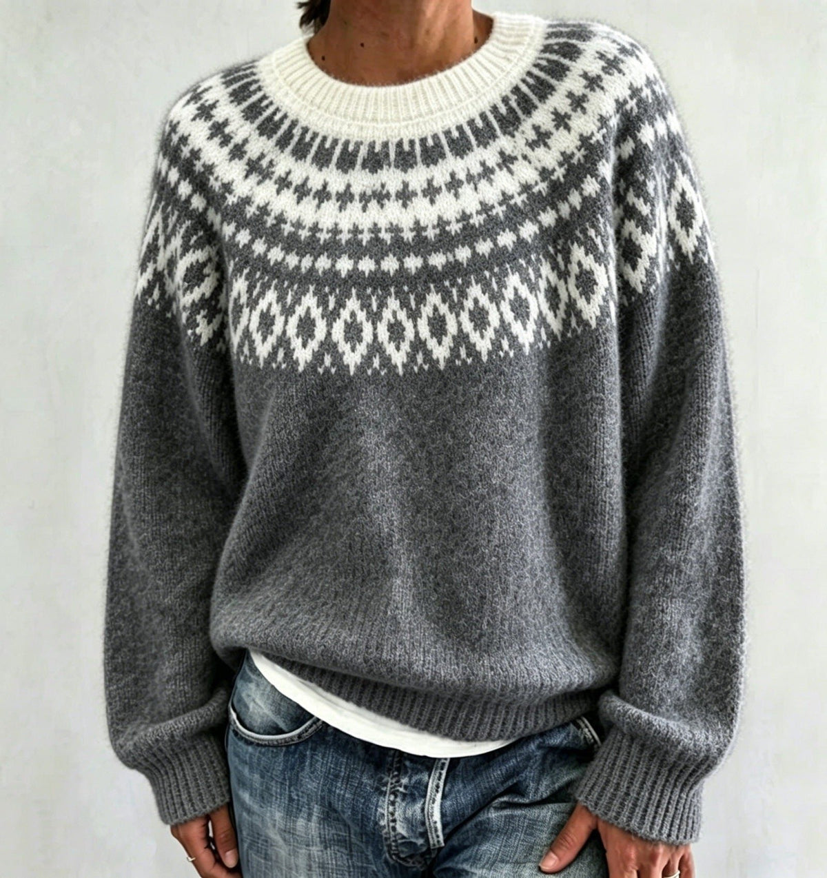 Gonne | Fair Isle Sweater with Crew Neck for Women