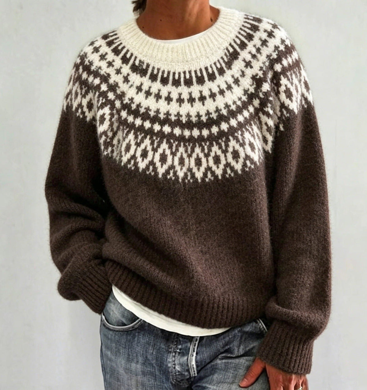 Gonne | Fair Isle Sweater with Crew Neck for Women