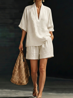 Kalina | Button-Front Top and Bermuda Shorts Set for Women