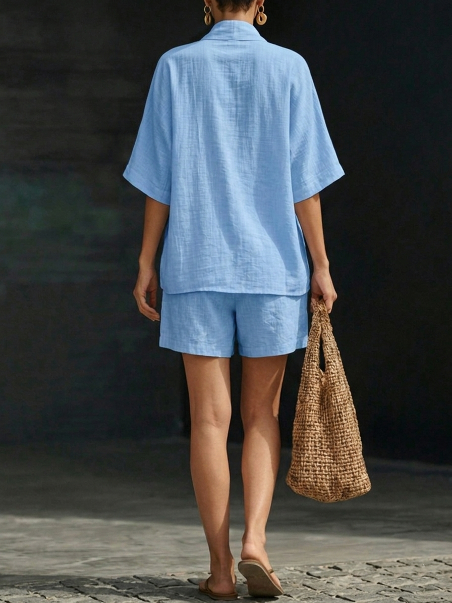 Kalina | Button-Front Top and Bermuda Shorts Set for Women