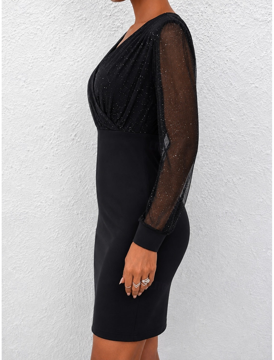 Estelle | Glitter Wrap V-Neck Bodycon Cocktail Dresses for Women