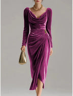 Enid | Draped Cowl Neck Sheath Cocktail Dresses for Women