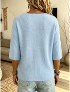 Eleanor | Ribbed V-Neck Drop Shoulder Sweater for Women