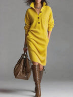 Margarethe | Ribbed Knit Collared Sweater Dress for Women