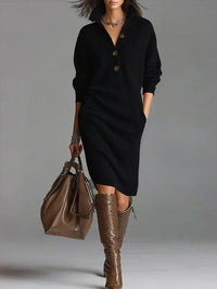 Margarethe | Ribbed Knit Collared Sweater Dress for Women