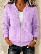 Eefje | Cable Knit Ribbed Zip-Front Cardigan for Women