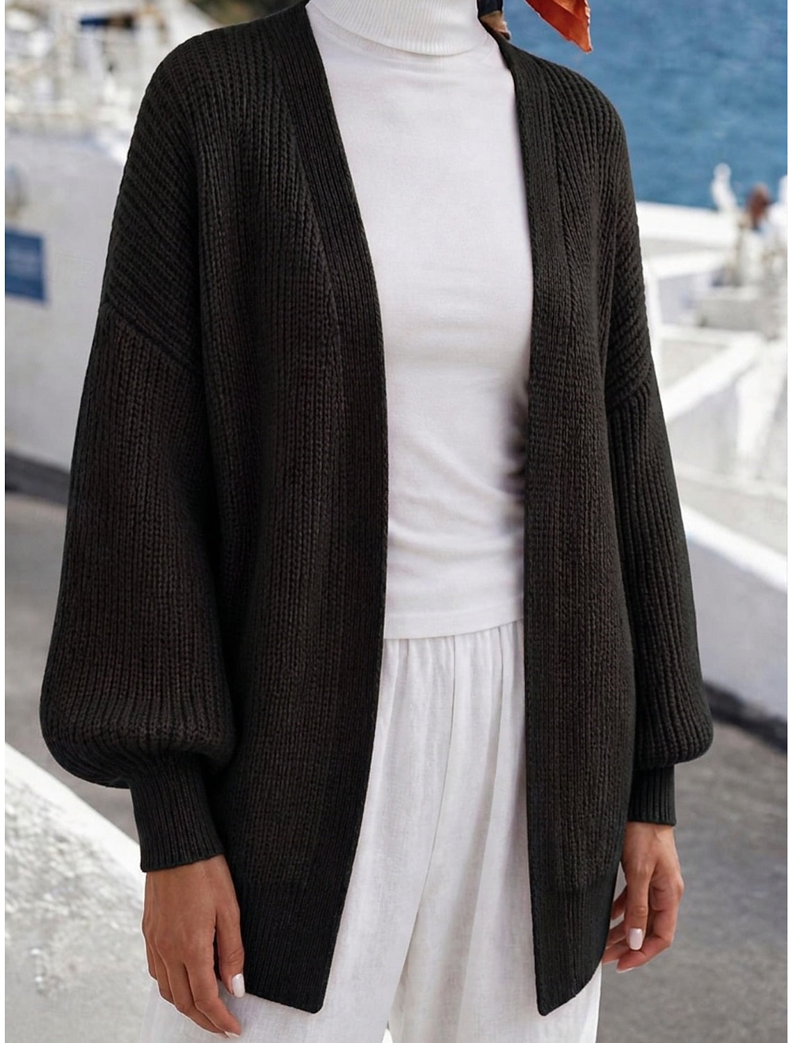 Florence | Ribbed Knit Longline Open-Front Cardigan for Women