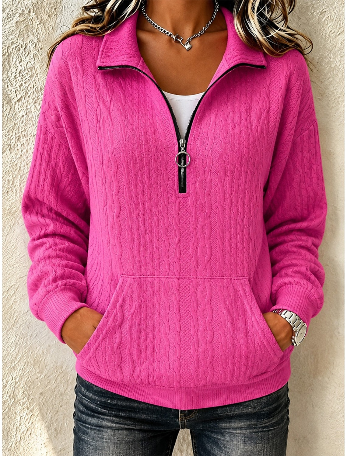 Elisa | Cable Knit Quarter-Zip Cardigan Pullover for Women