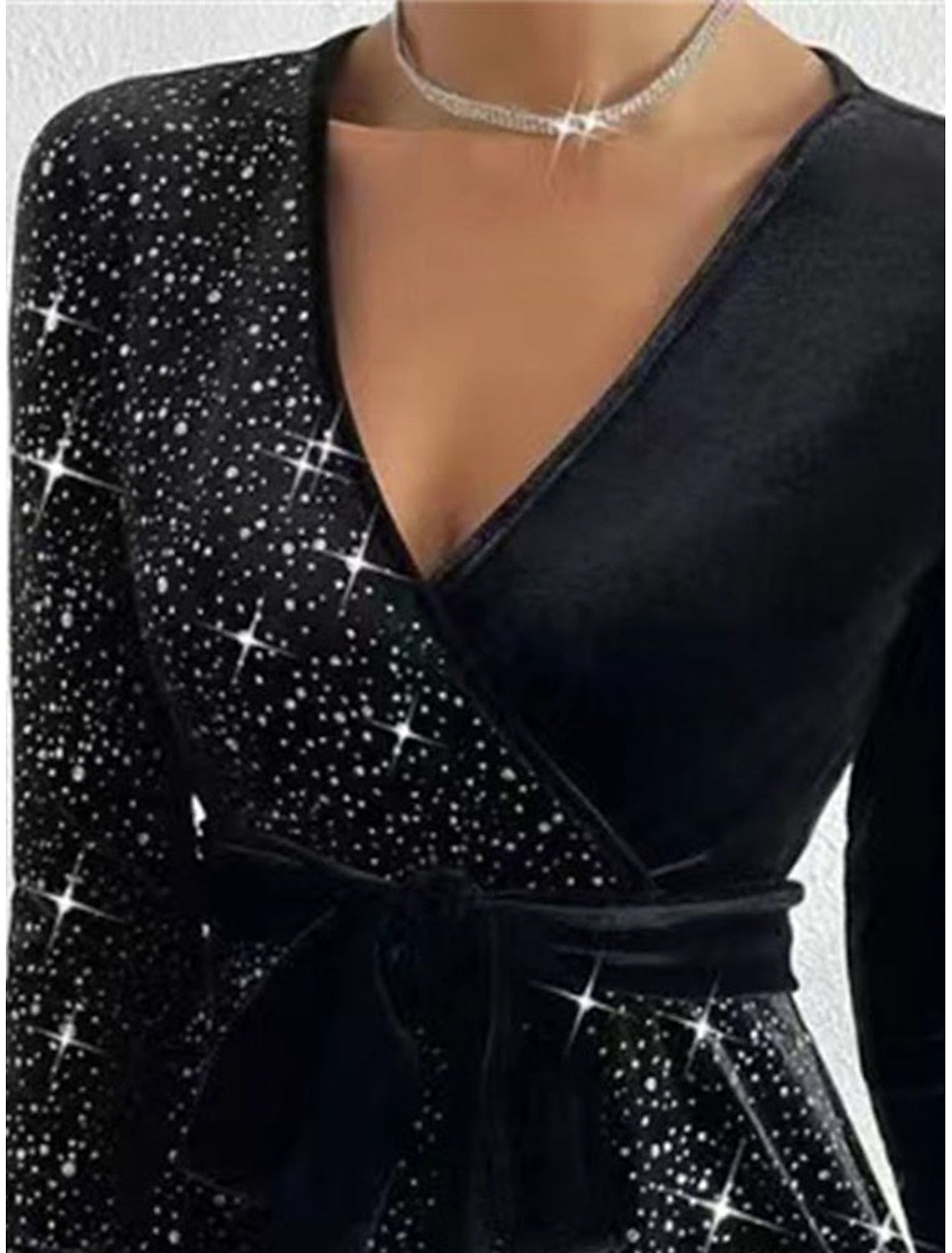 Emma | Sequin Velvet Wrap Mini Dress for Women