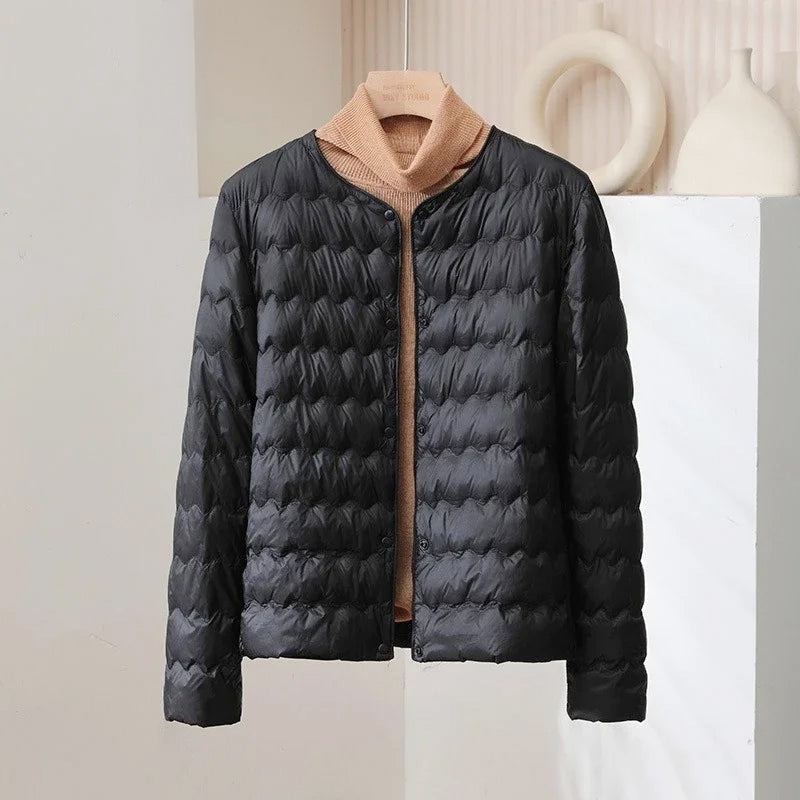 Lidewij | Wave-Quilted Snap-Front Puffer Jacket for Women