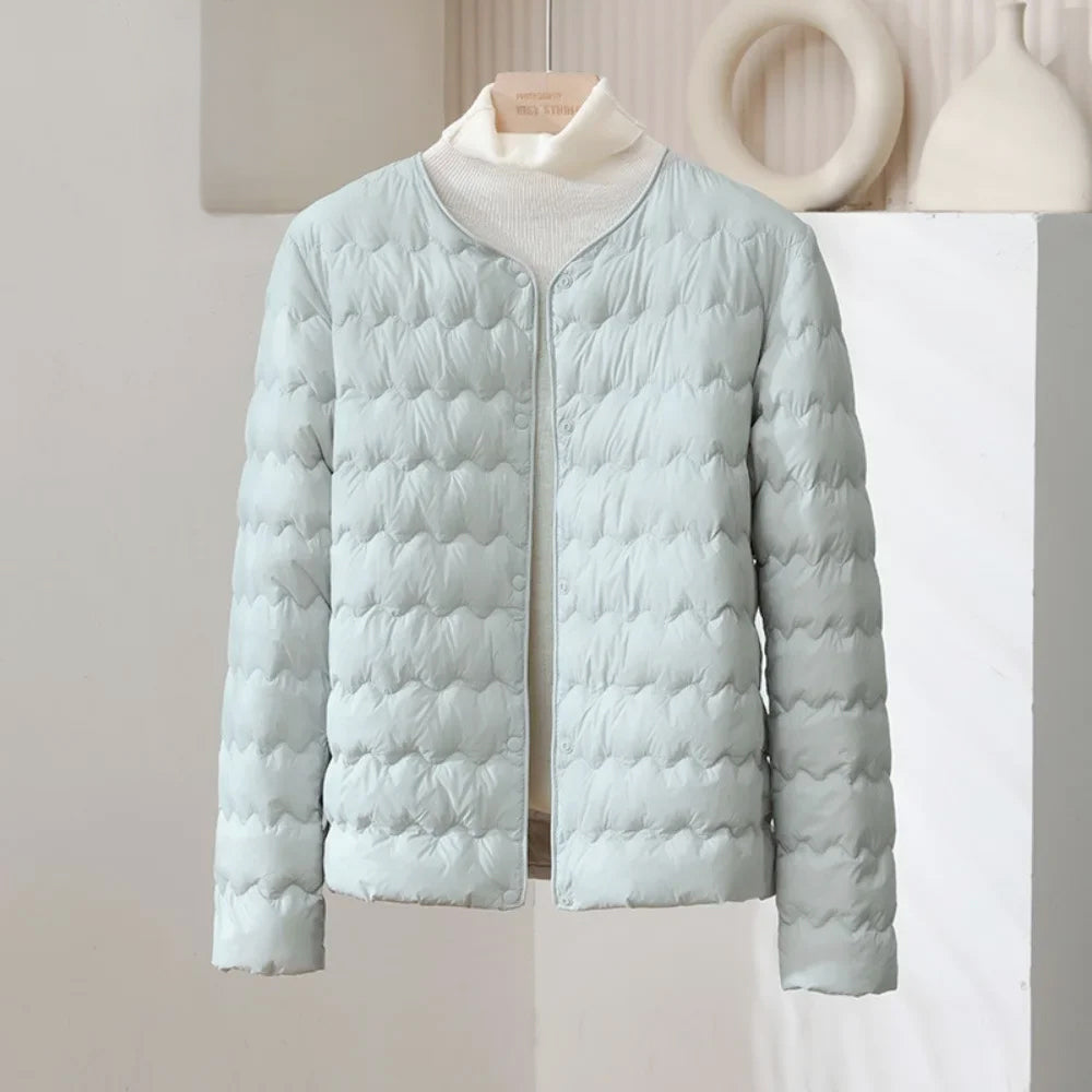 Lidewij | Wave-Quilted Snap-Front Puffer Jacket for Women