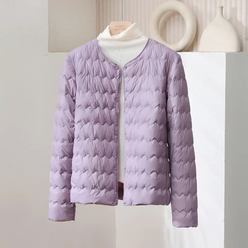Lidewij | Wave-Quilted Snap-Front Puffer Jacket for Women