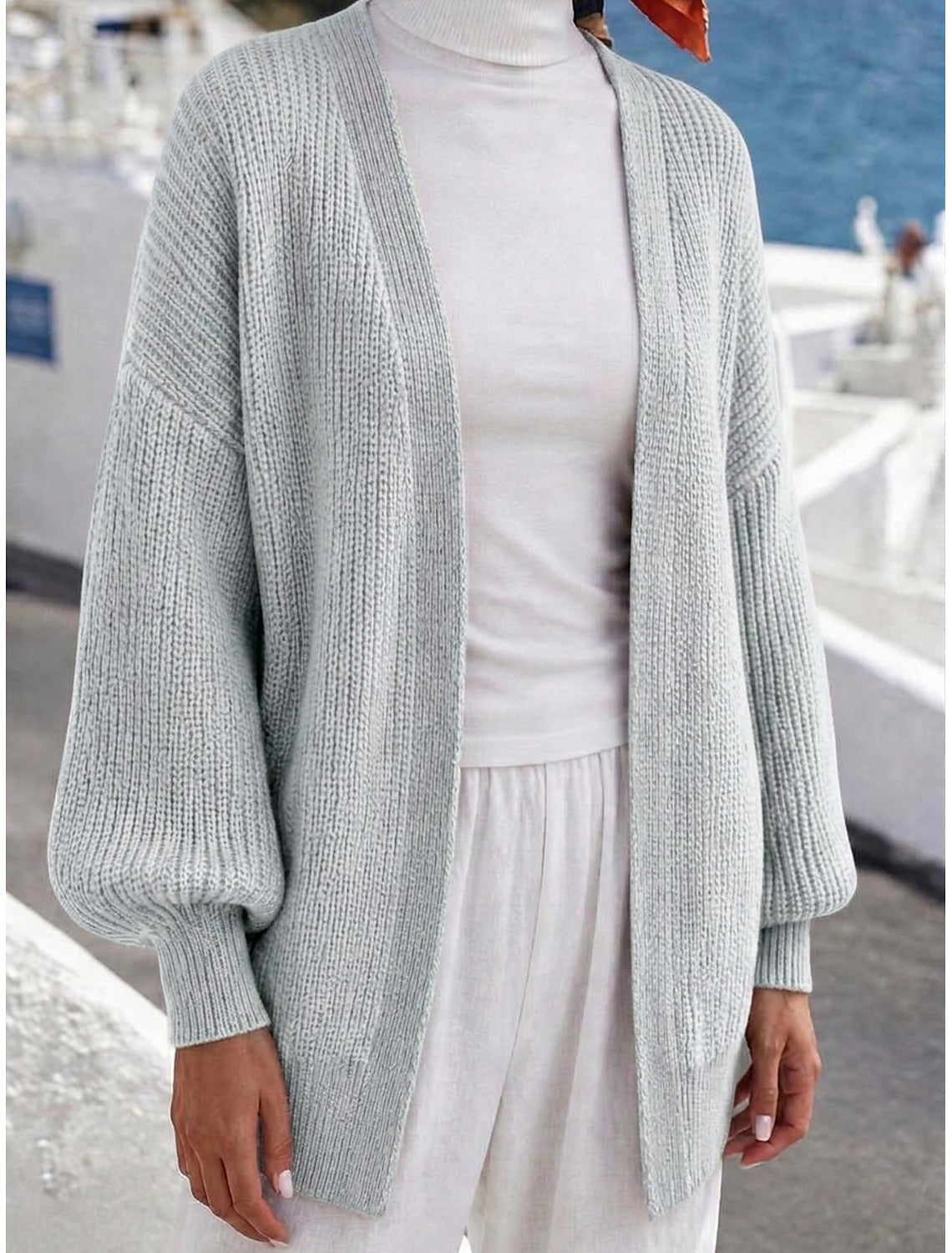 Florence | Ribbed Knit Longline Open-Front Cardigan for Women