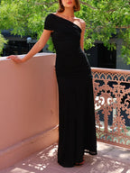 Kiki | Ruched Asymmetrical Maxi Dress for Women