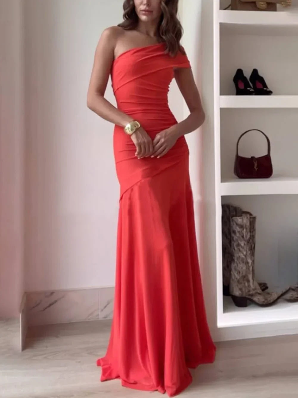 Kiki | Ruched Asymmetrical Maxi Dress for Women