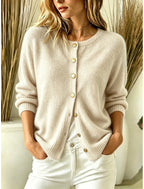 Julia | Ribbed Button-Front Crew Neck Cardigan for Women