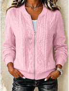 Eefje | Cable Knit Ribbed Zip-Front Cardigan for Women