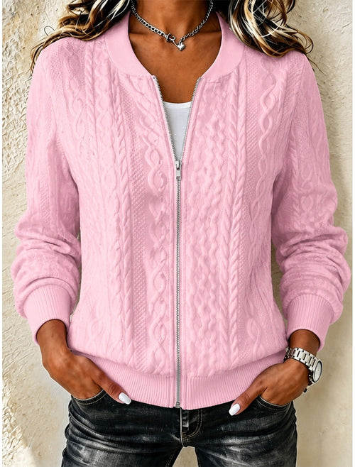 Eefje | Cable Knit Ribbed Zip-Front Cardigan for Women