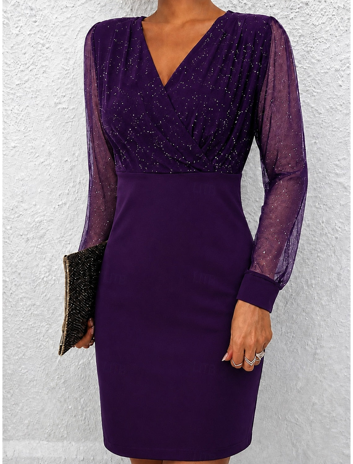 Estelle | Glitter Wrap V-Neck Bodycon Cocktail Dresses for Women