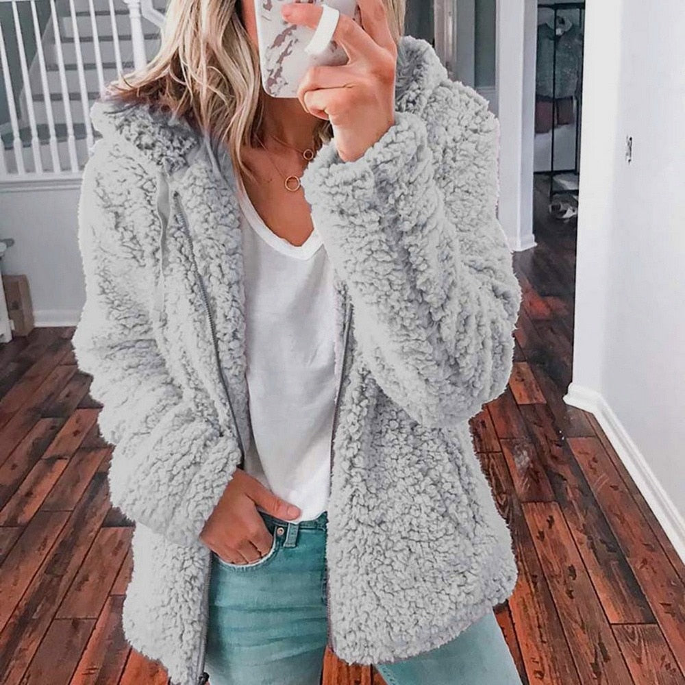 Laila | Zip-Up Hooded Fleece Jacket for Women