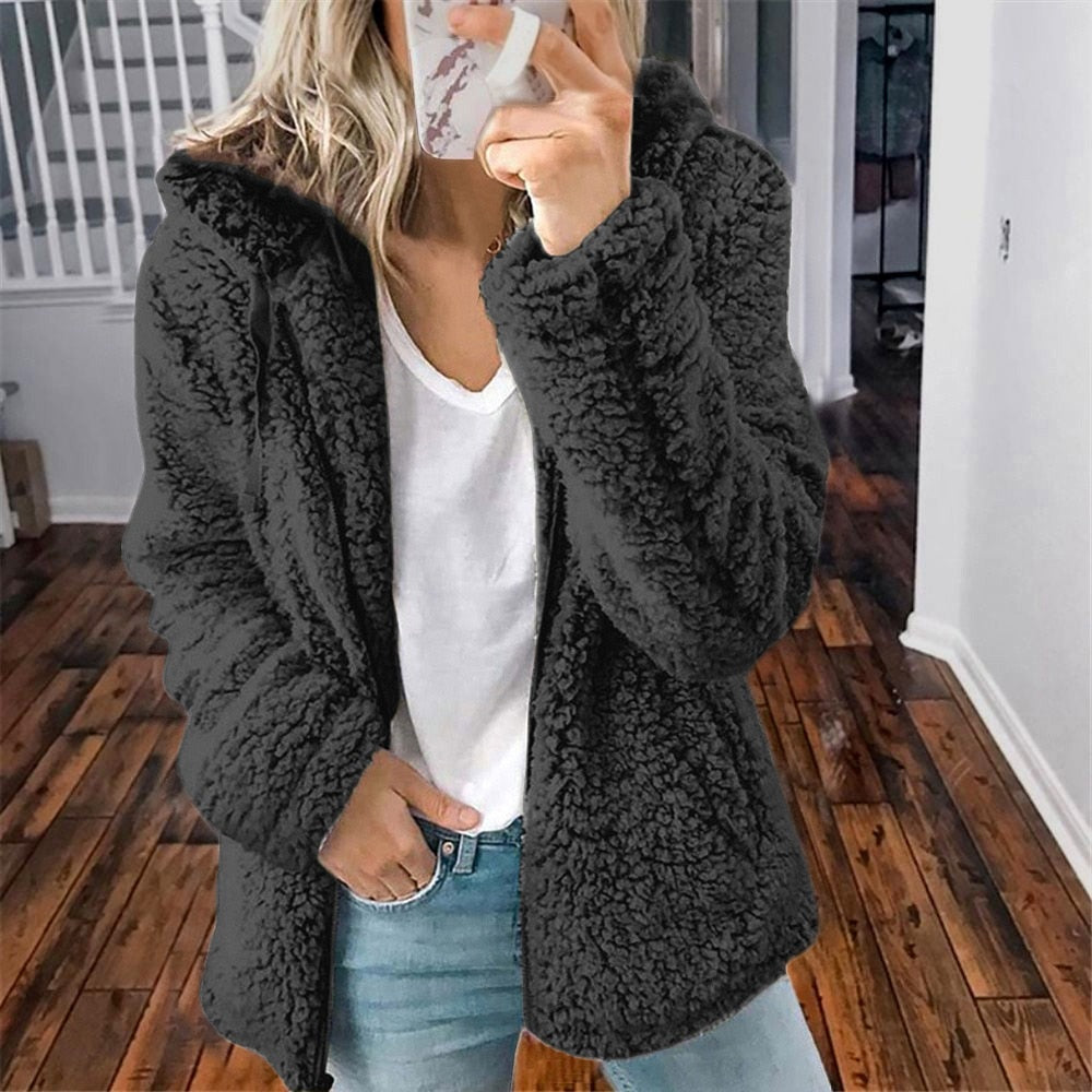 Laila | Zip-Up Hooded Fleece Jacket for Women