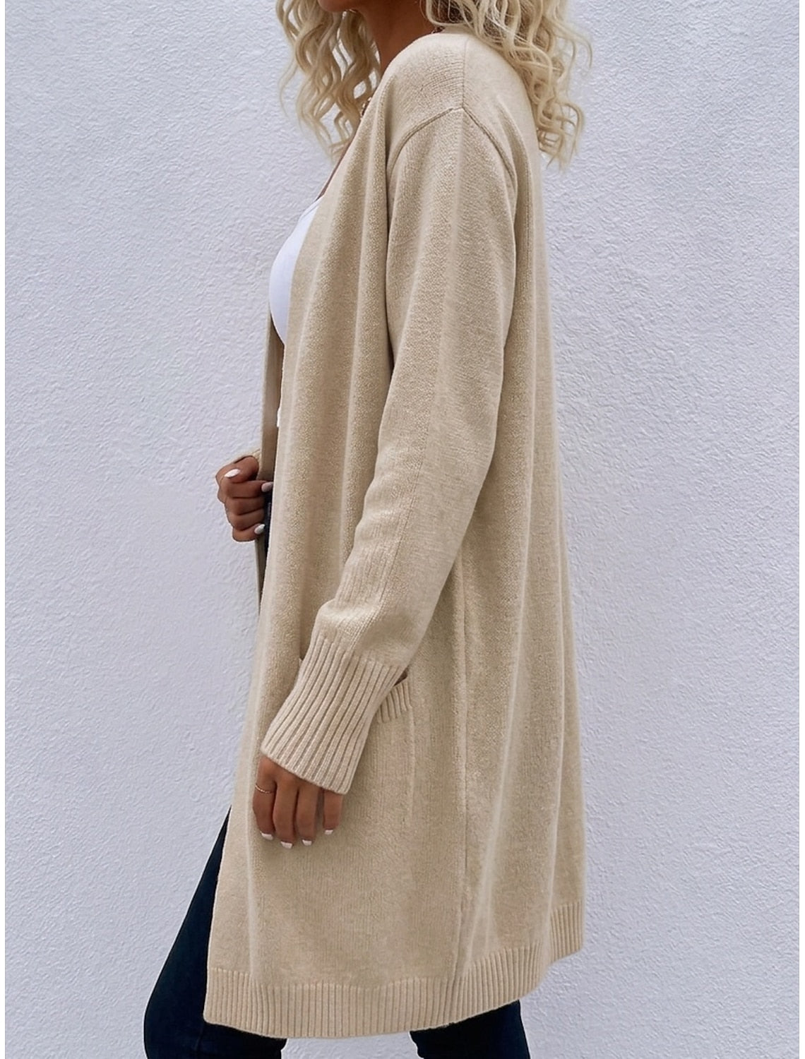 Francesca | Ribbed Open-Front Longline Cardigan for Women