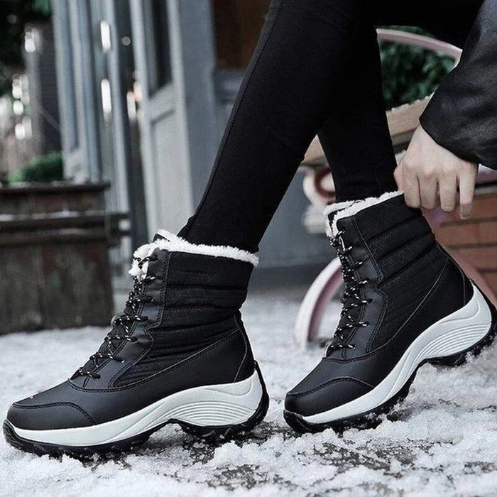 Tatiana | Lace-Up Waterproof Boots with Faux Fur Collar for Women
