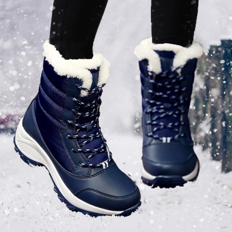 Tatiana | Lace-Up Waterproof Boots with Faux Fur Collar for Women