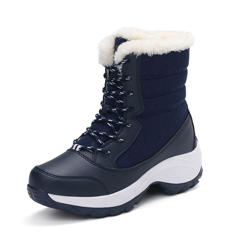 Tatiana | Lace-Up Waterproof Boots with Faux Fur Collar for Women