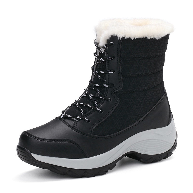 Tatiana | Lace-Up Waterproof Boots with Faux Fur Collar for Women