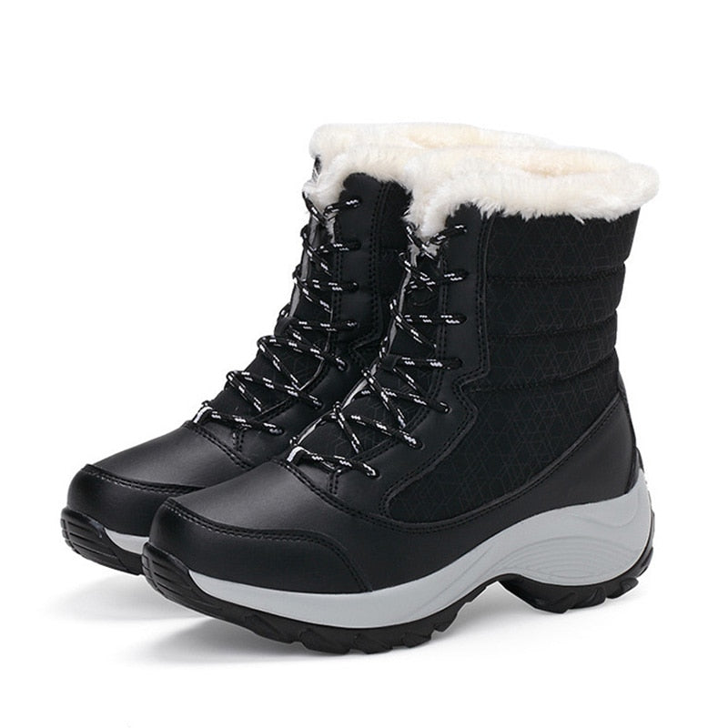 Tatiana | Lace-Up Waterproof Boots with Faux Fur Collar for Women