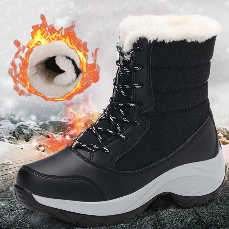 Tatiana | Lace-Up Waterproof Boots with Faux Fur Collar for Women