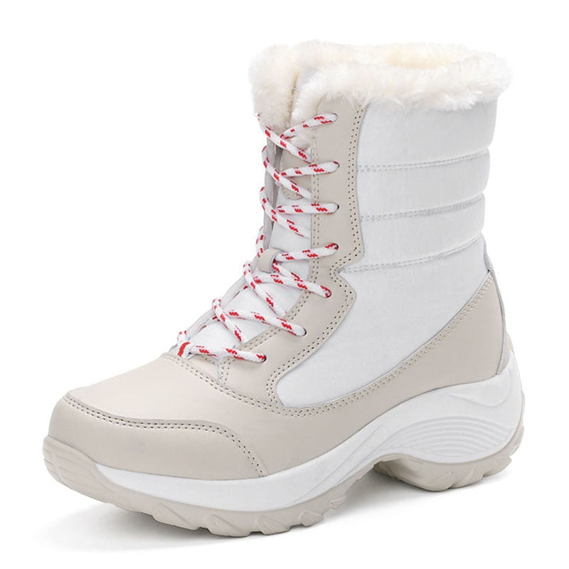 Tatiana | Lace-Up Waterproof Boots with Faux Fur Collar for Women