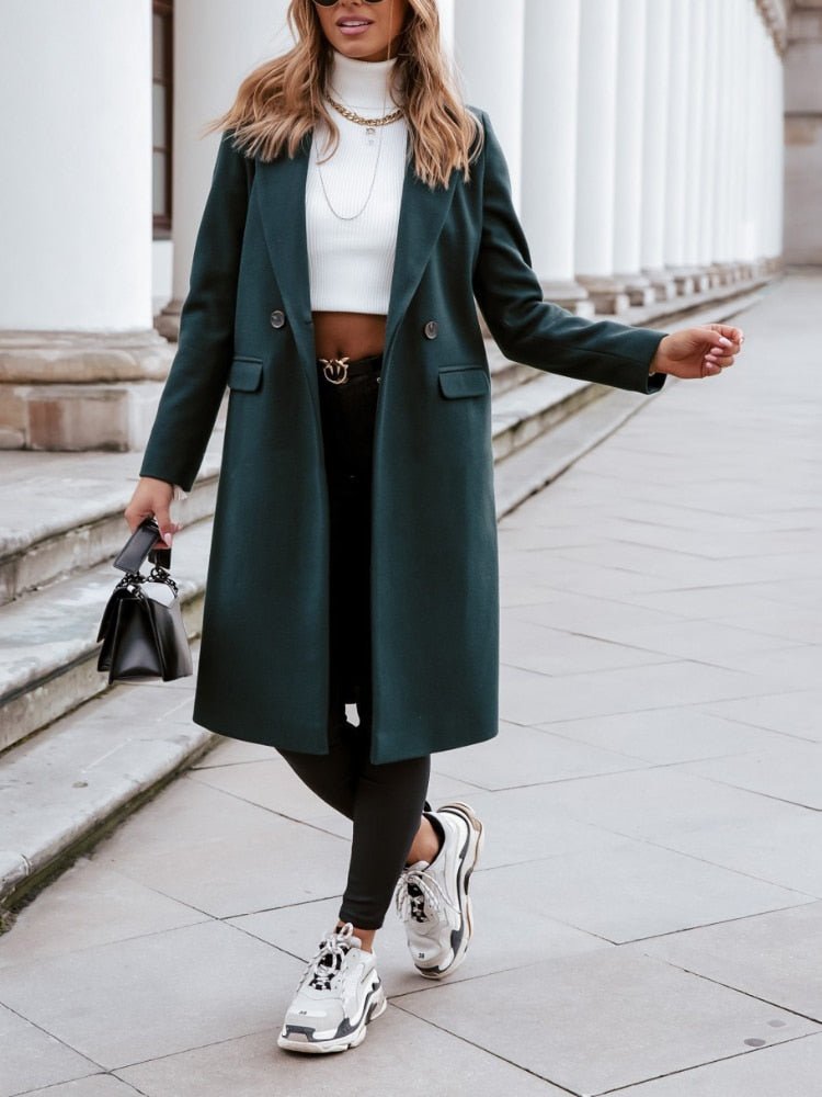 Wren | Double-Breasted Notch Collar Wool-Blend Coat for Women