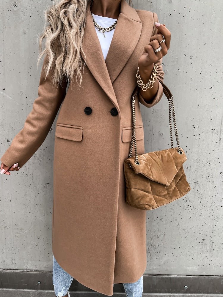 Wren | Double-Breasted Notch Collar Wool-Blend Coat for Women