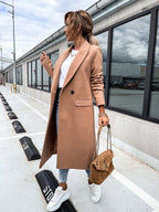 Wren | Double-Breasted Notch Collar Wool-Blend Coat for Women