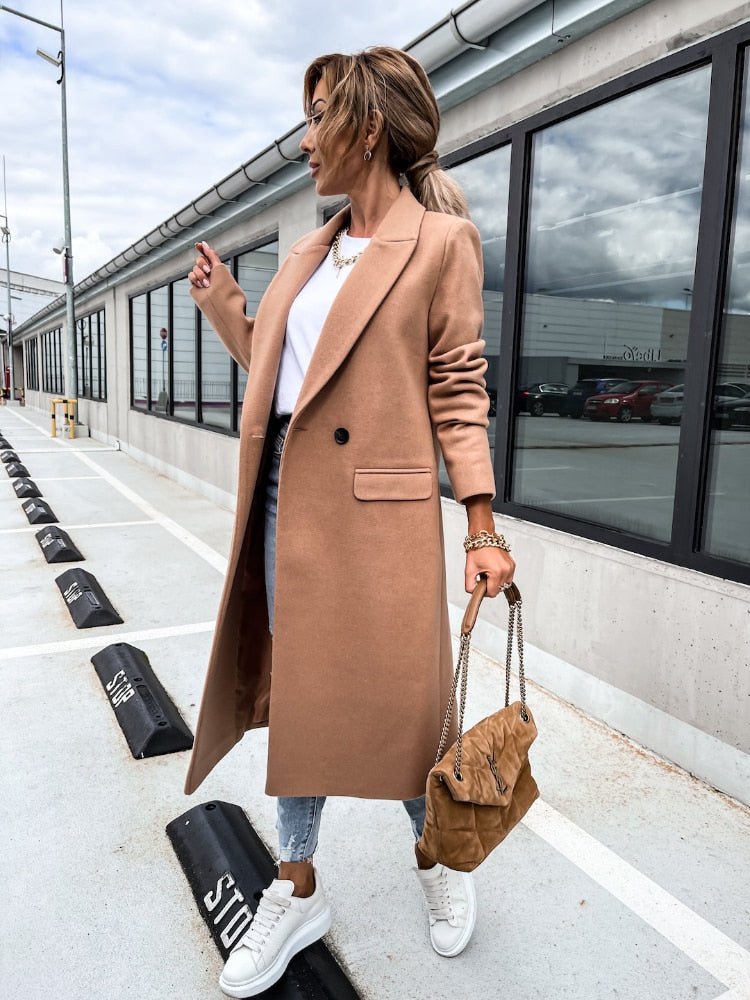 Wren | Double-Breasted Notch Collar Wool-Blend Coat for Women
