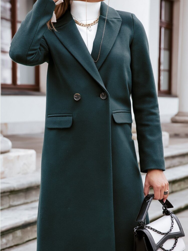 Wren | Double-Breasted Notch Collar Wool-Blend Coat for Women