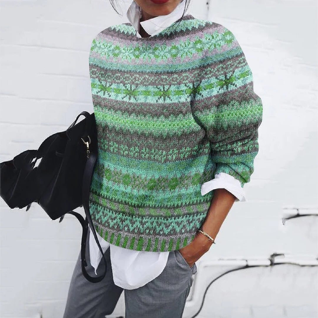 Hazelmae | Fair Isle Sweater with Crew Neck for Women