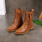 Helena | Round-Toe Lace-Up Ankle Boots with Side Zip for Women