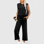 Rosalind | Round Neck Two-Piece Set with Wide Pants for Women
