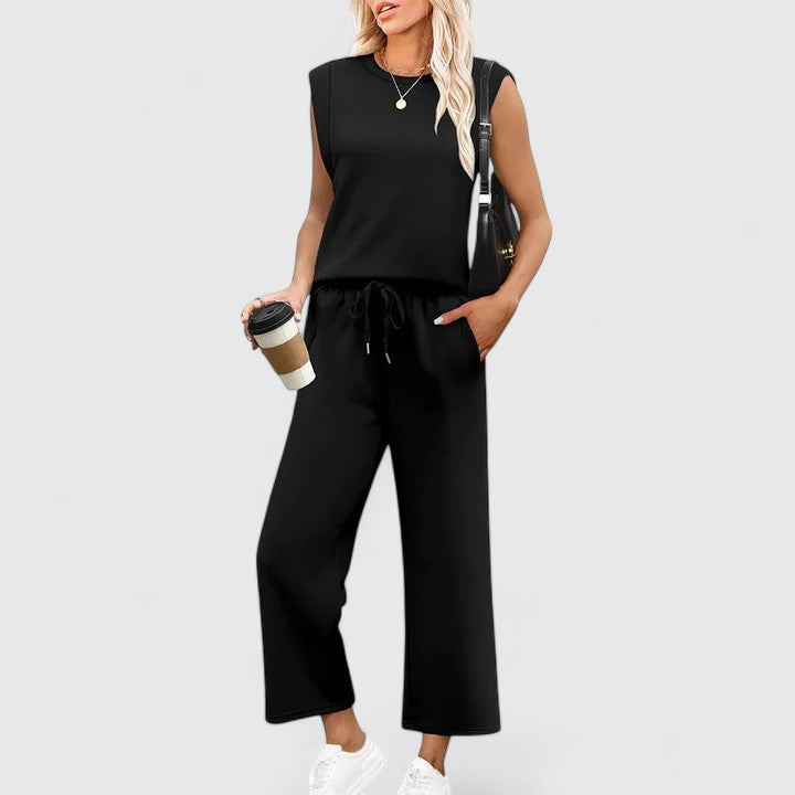 Rosalind | Round Neck Two-Piece Set with Wide Pants for Women